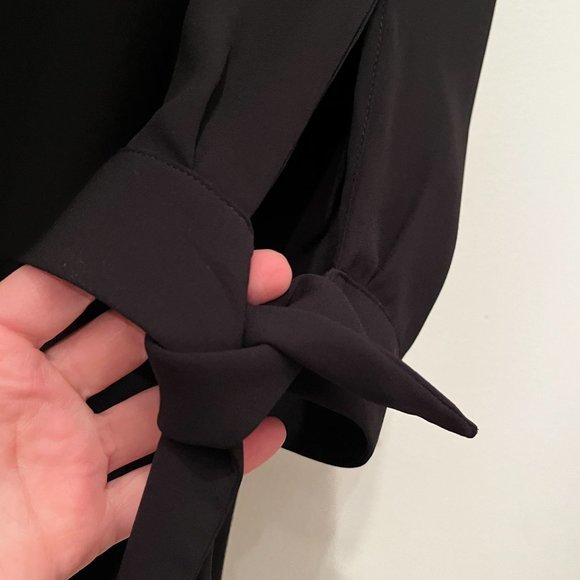 Talbots Black Loose Fitting Blouse - Tie Sleeves - XL. (Like New) - Picture 5 of 16